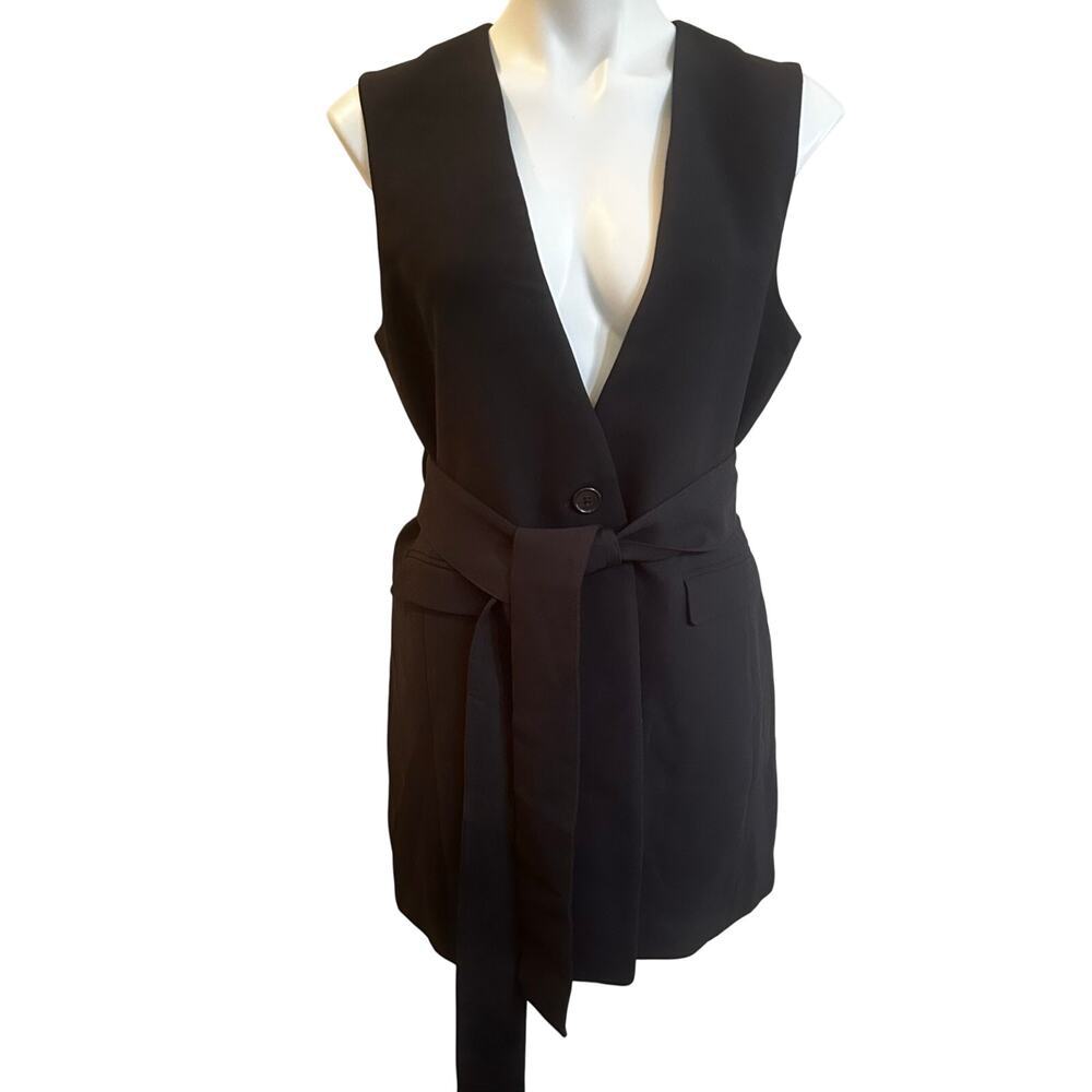 Womens J. Crew 365 Long Belted Sleeveless Blazer sz 8